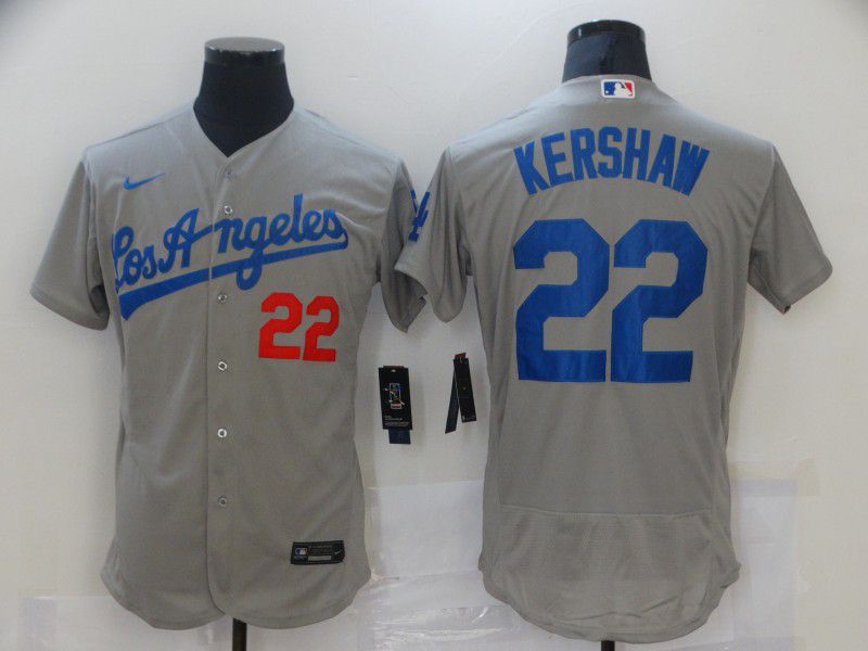 Men Los Angeles Dodgers #22 Kershaw Grey Elite 2021 Nike MLB Jerseys->women mlb jersey->Women Jersey